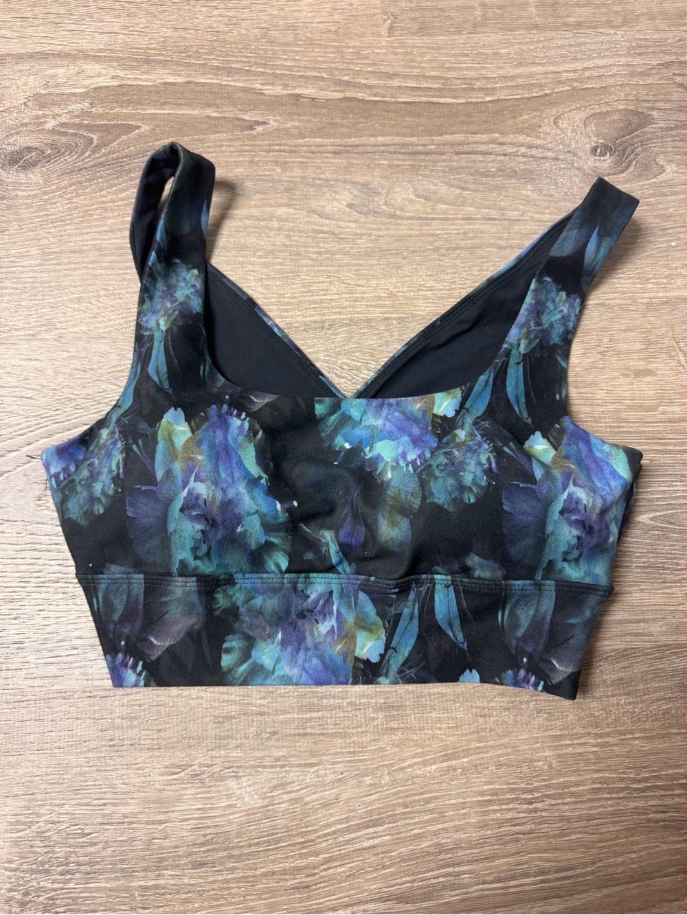 RBX Floral Black & Teal Sports Bra